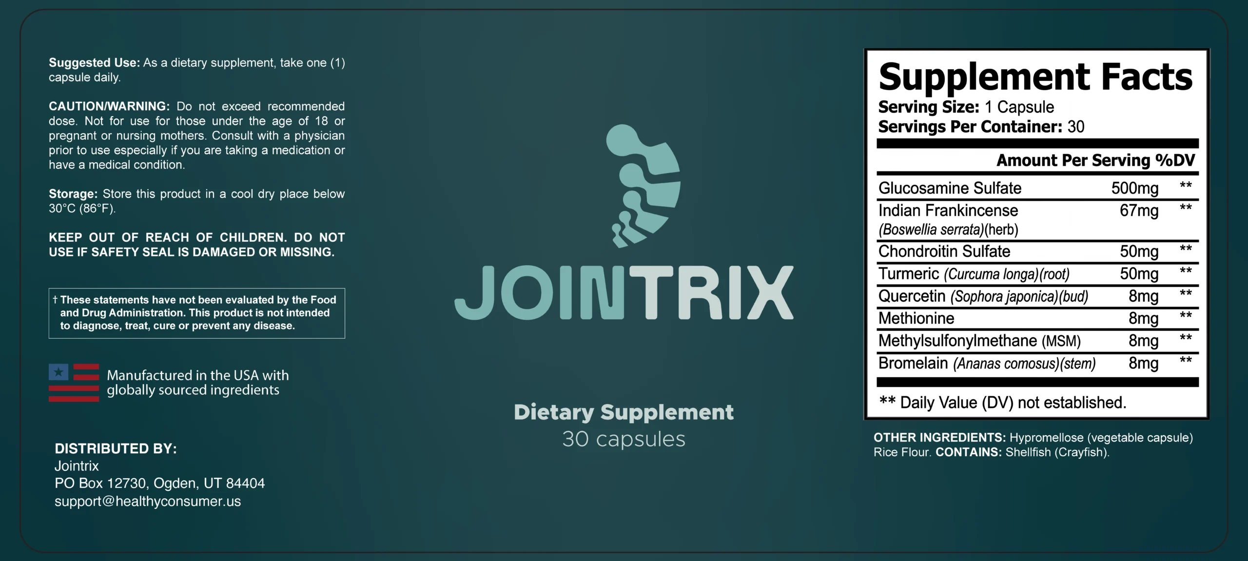 JoinTrix Supplement Facts label